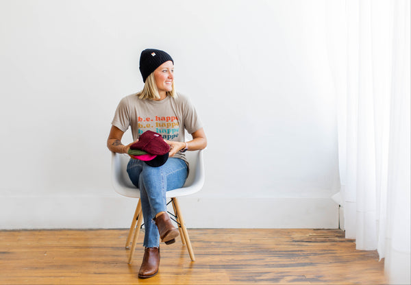 unisex ribbed knit black beanie
