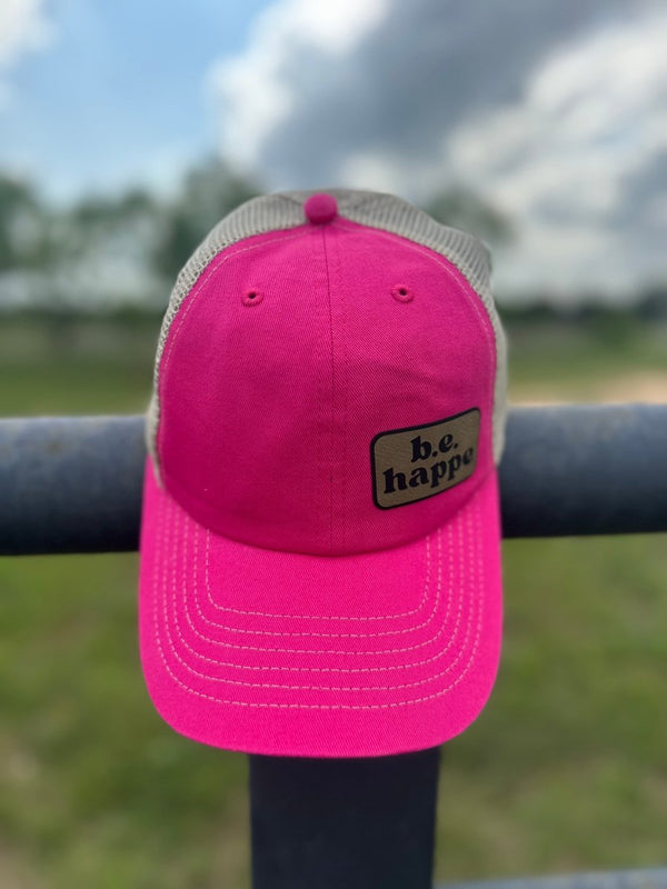 Unstructured Glide Buckle Trucker Baseball Cap | Bright Pink - b.e.happe