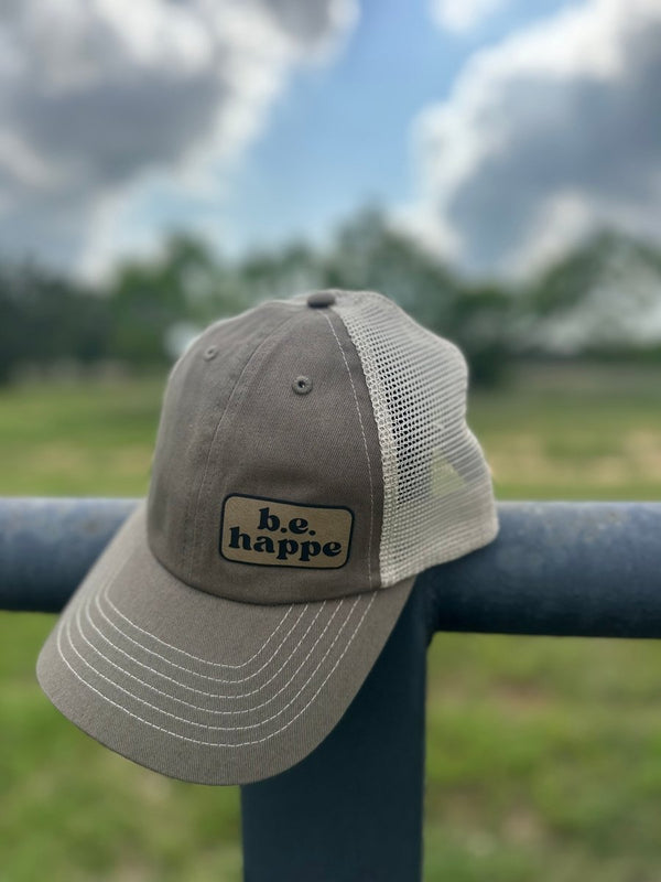 Unstructured Glide Buckle Trucker Baseball Cap | Olive Grey - b.e.happe