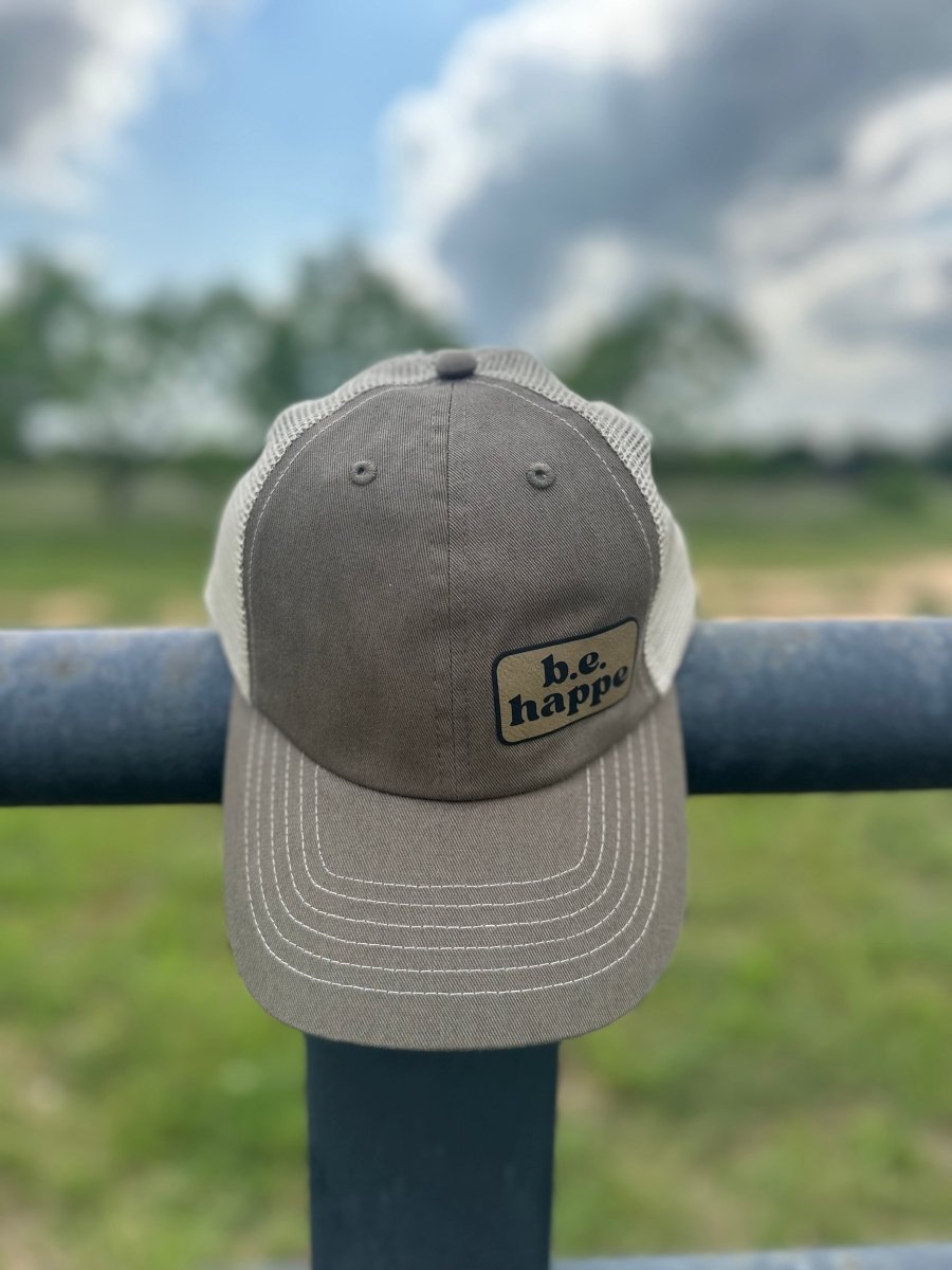 Unstructured Glide Buckle Trucker Baseball Cap | Olive Grey - b.e.happe