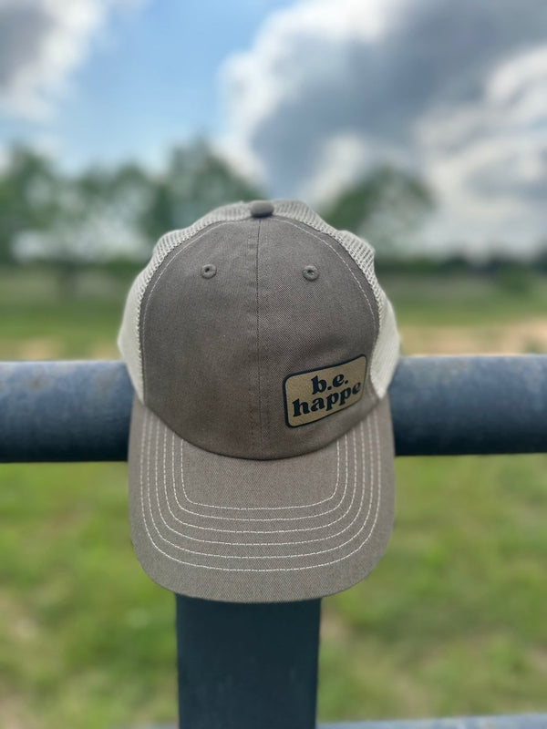 Unstructured Glide Buckle Trucker Baseball Cap | Olive Grey - b.e.happe