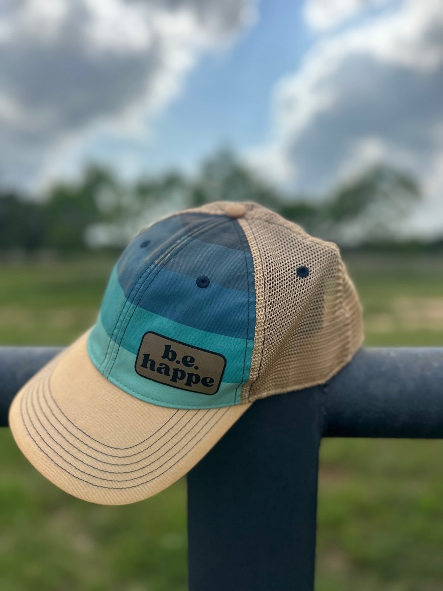 Unstructured Snapback Baseball Cap | Blue Stripe + Mustard - b.e.happe