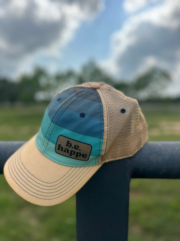 Unstructured Snapback Baseball Cap | Blue Stripe + Mustard - b.e.happe