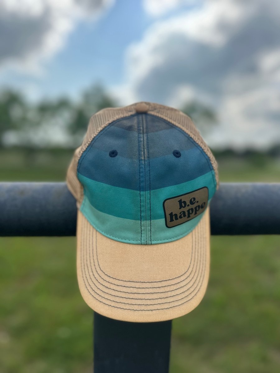 Unstructured Snapback Baseball Cap | Blue Stripe + Mustard - b.e.happe