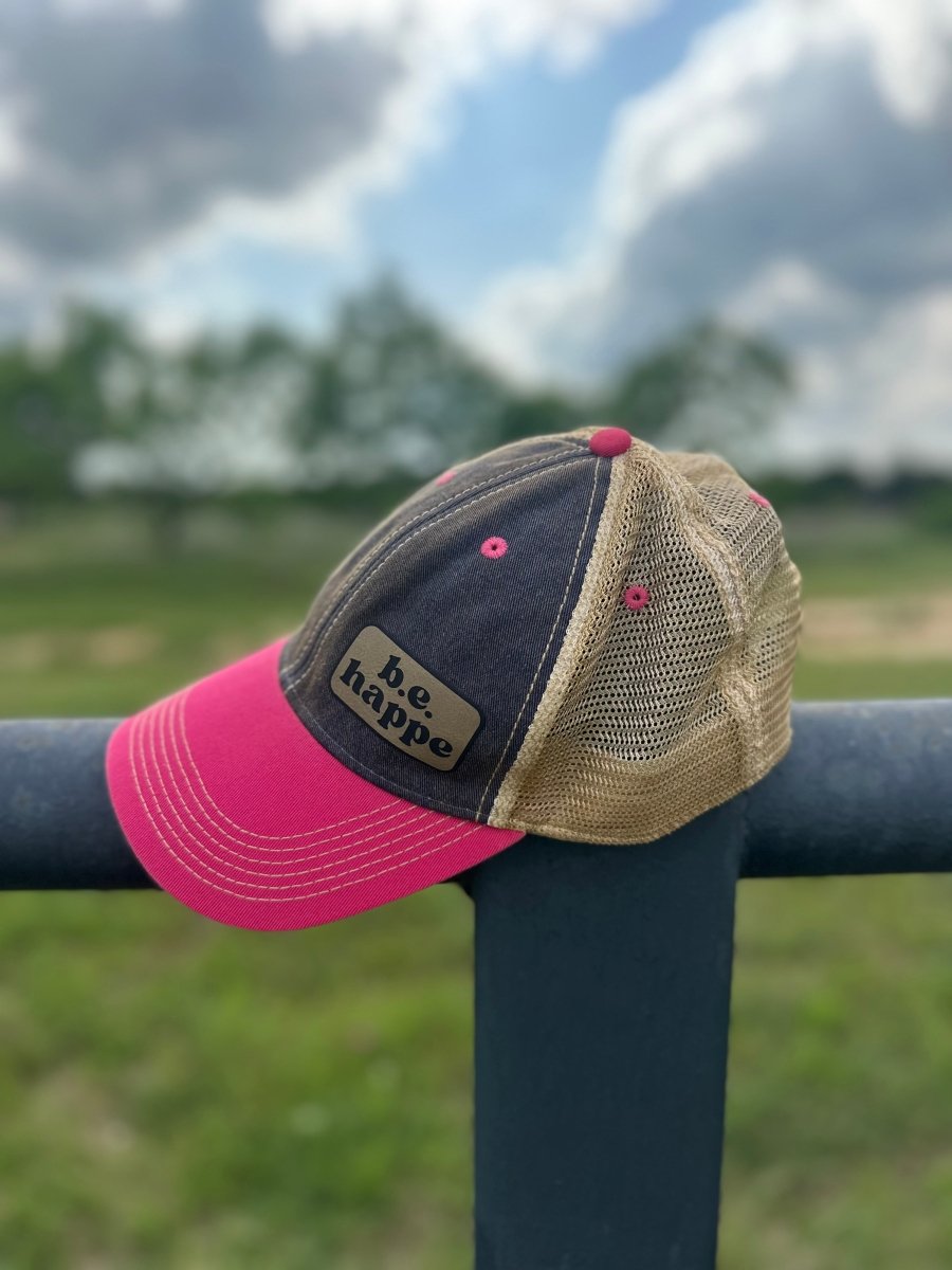 Unstructured Snapback Baseball Cap | Navy + Pink - b.e.happe