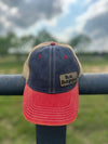 Unstructured Snapback Baseball Cap | Navy + Scarlet Red + Khakis - b.e.happe