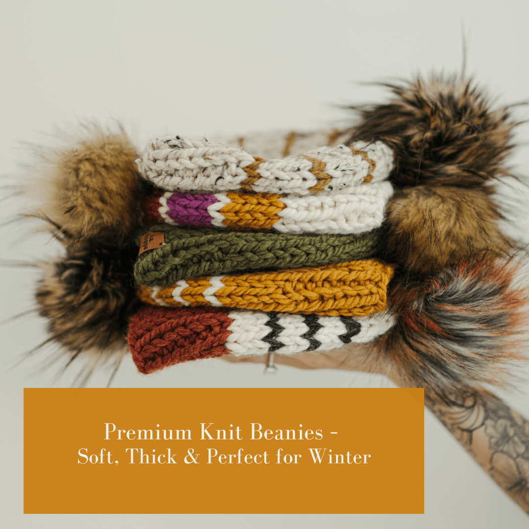 Women's Colorful Double Pom Beanie | Handmade Hat with Two Poms - b.e.happe