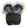 Women's Double Pom Gray Beanie | Handmade Hat with Two Poms - b.e.happe