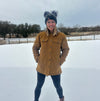 Women's Double Pom Gray Beanie | Handmade Hat with Two Poms - b.e.happe