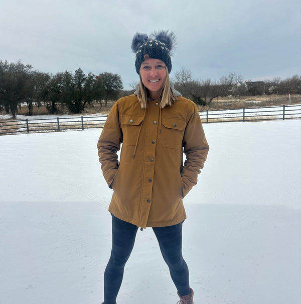 Women's Double Pom Gray Beanie | Handmade Hat with Two Poms - b.e.happe