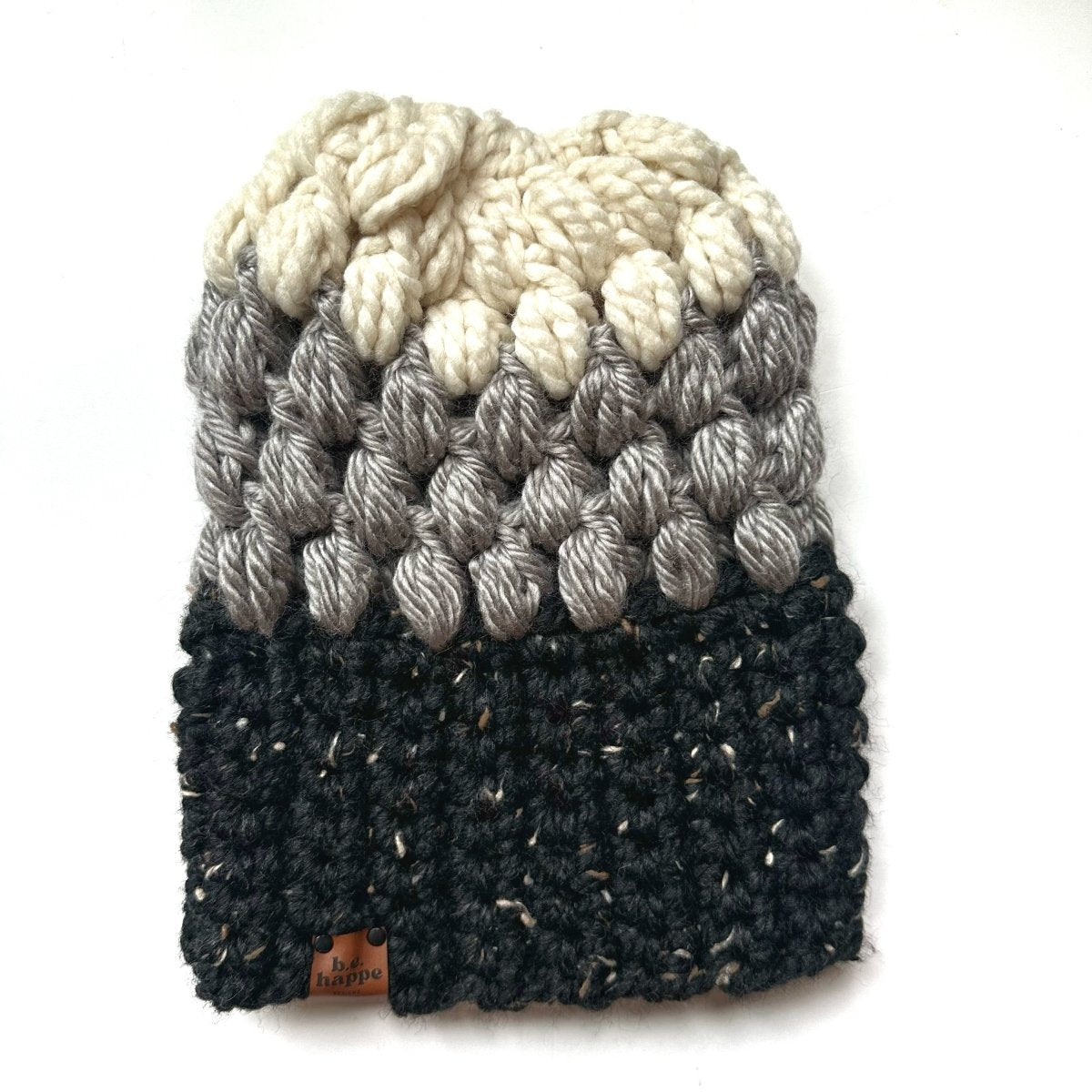 Women's Slouch Hat | Black + Grey Slouchy Beanie - b.e.happe
