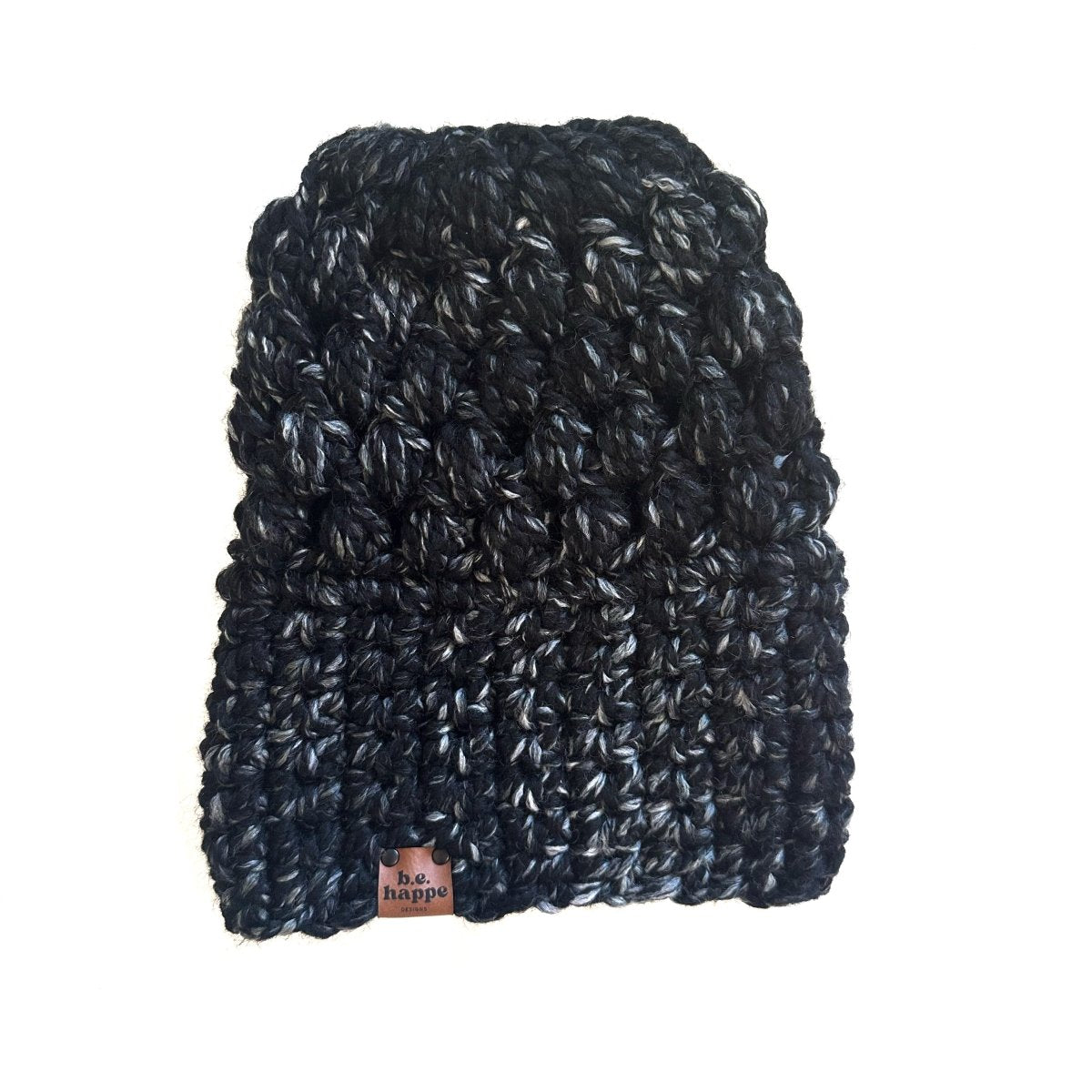 Women's Slouch Hat | Black Marble Slouchy Beanie - b.e.happe