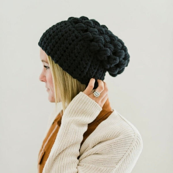 Women's Slouch Hat | Black Slouchy Beanie - b.e.happe