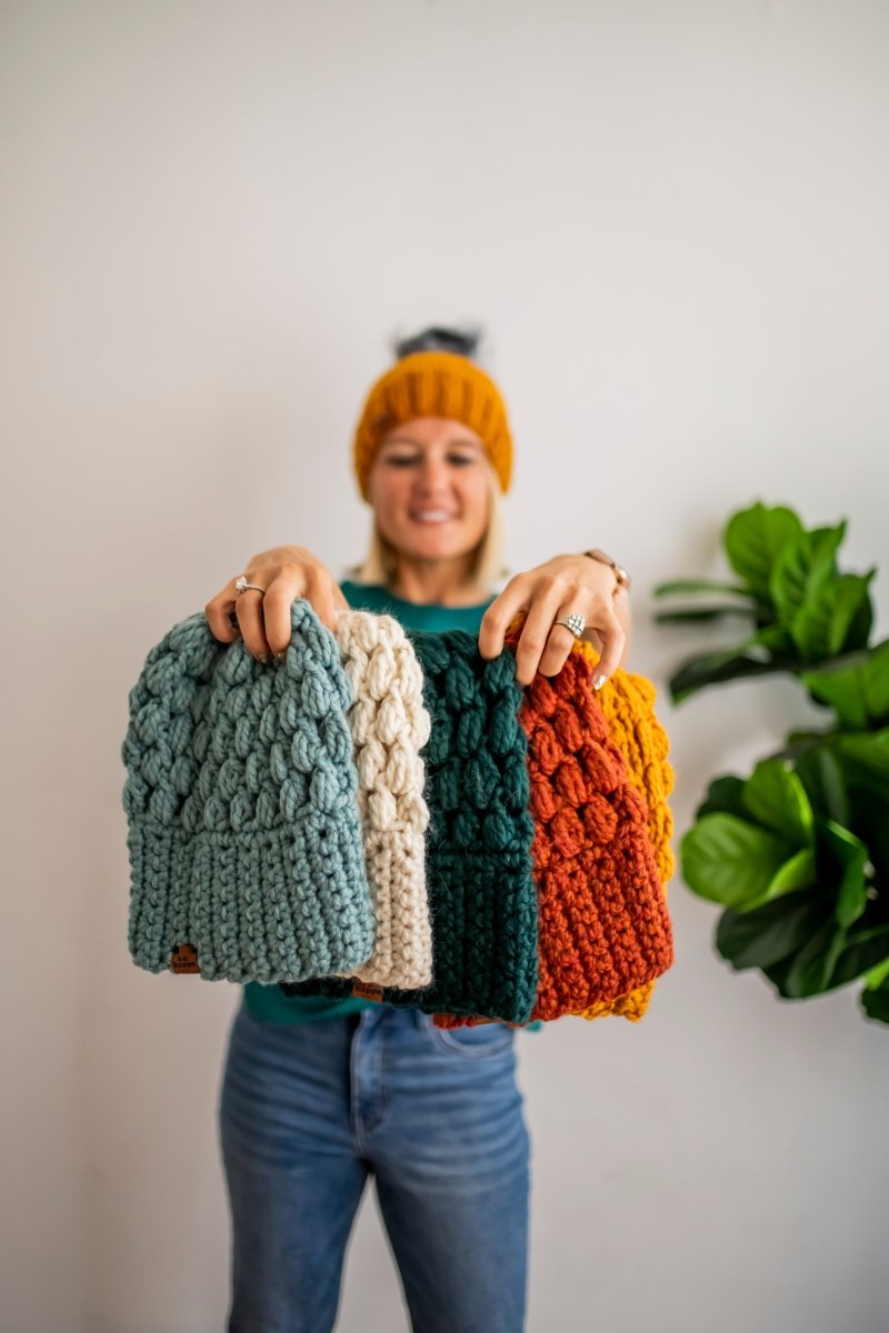 Women's Slouch Hat | Dark Green Slouchy Beanie - b.e.happe