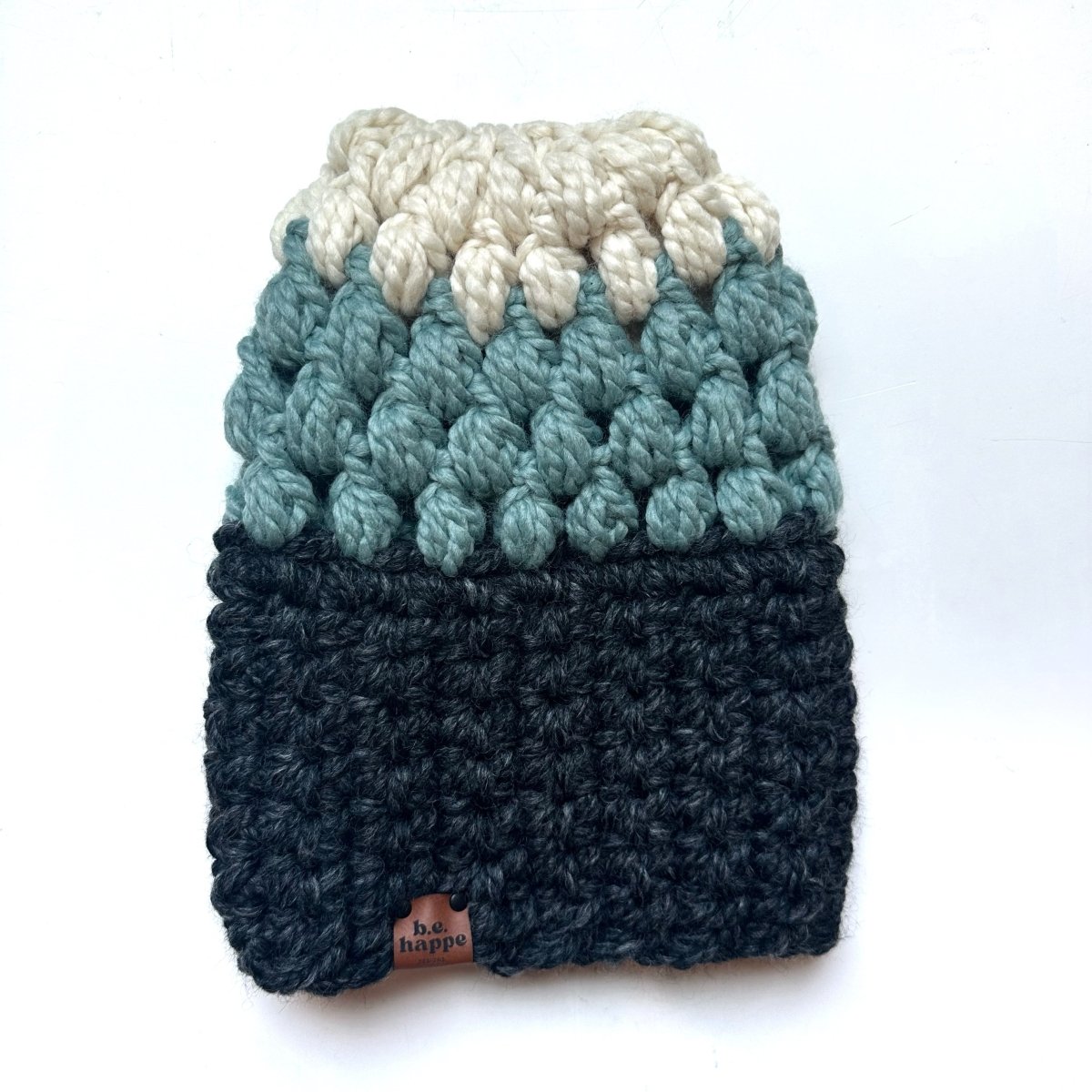 Women's Slouch Hat | Gray + Blue Slouchy Beanie - b.e.happe