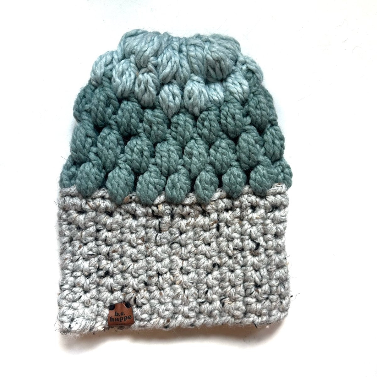 Women's Slouch Hat | Grey + Blue Beanie - b.e.happe