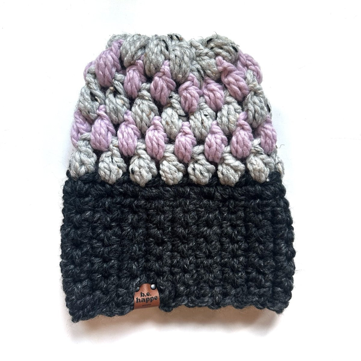 Women's Slouch Hat | Grey + Purple Alternating - b.e.happe