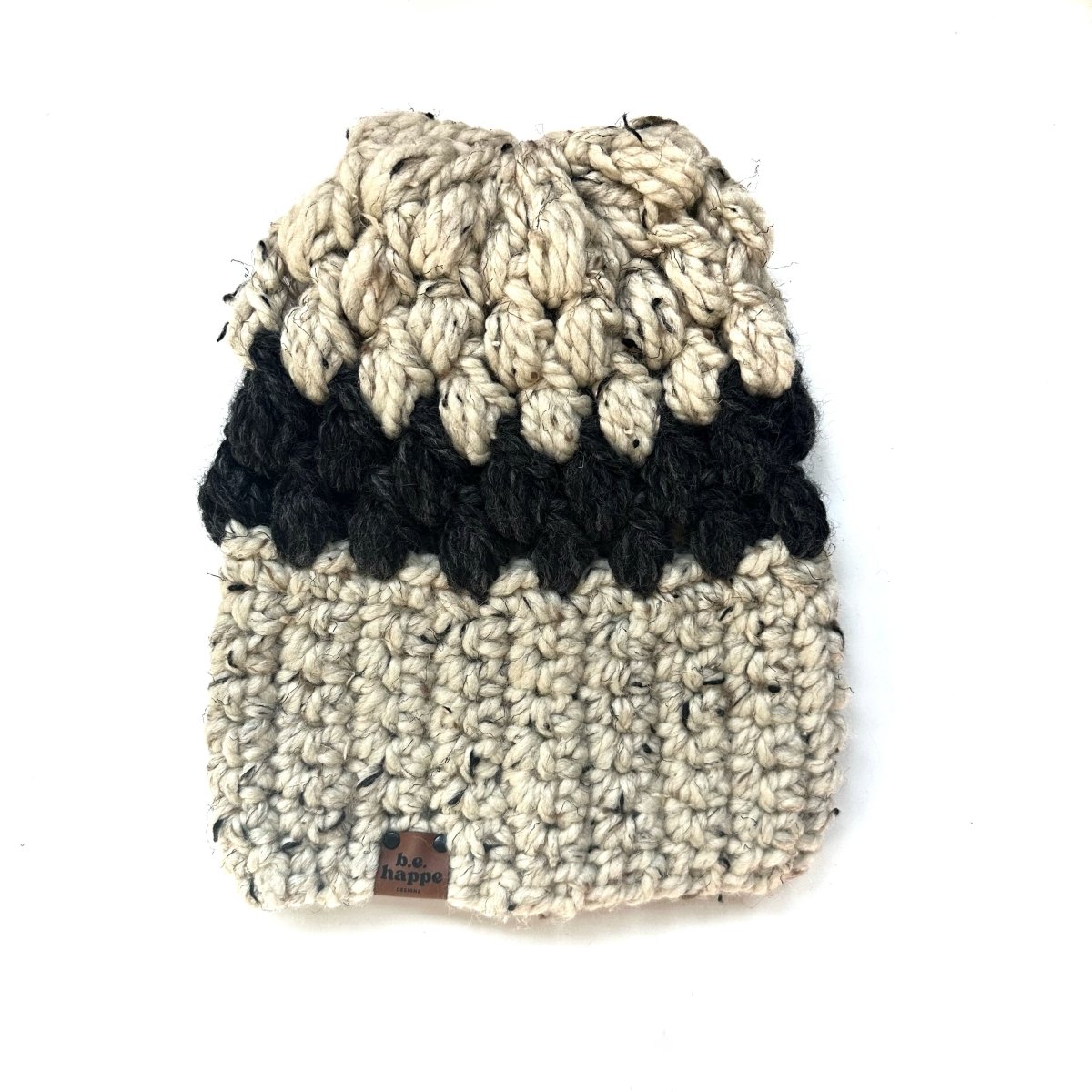 Women's Slouch Hat | Oatmeal + Charcoal Grey - b.e.happe