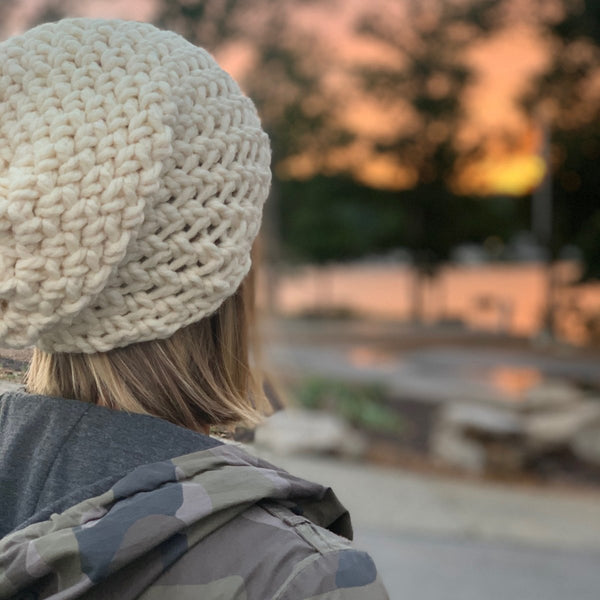 Women's Slouch Hat | Off White Beanie - b.e.happe