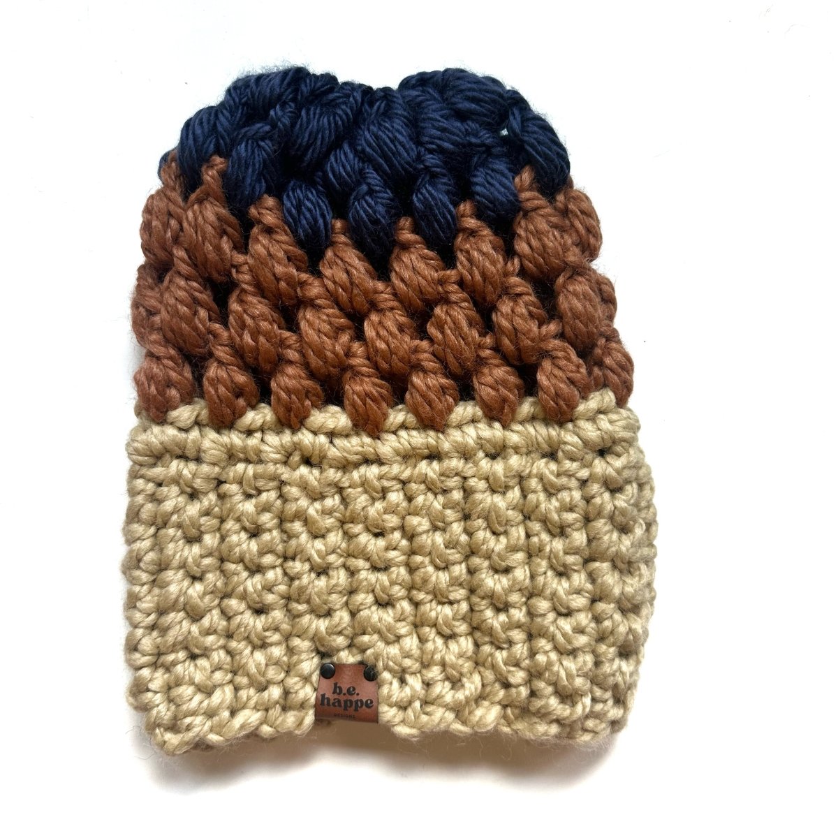 Women's Slouch Hat | Tan + Brown Slouchy Beanie - b.e.happe