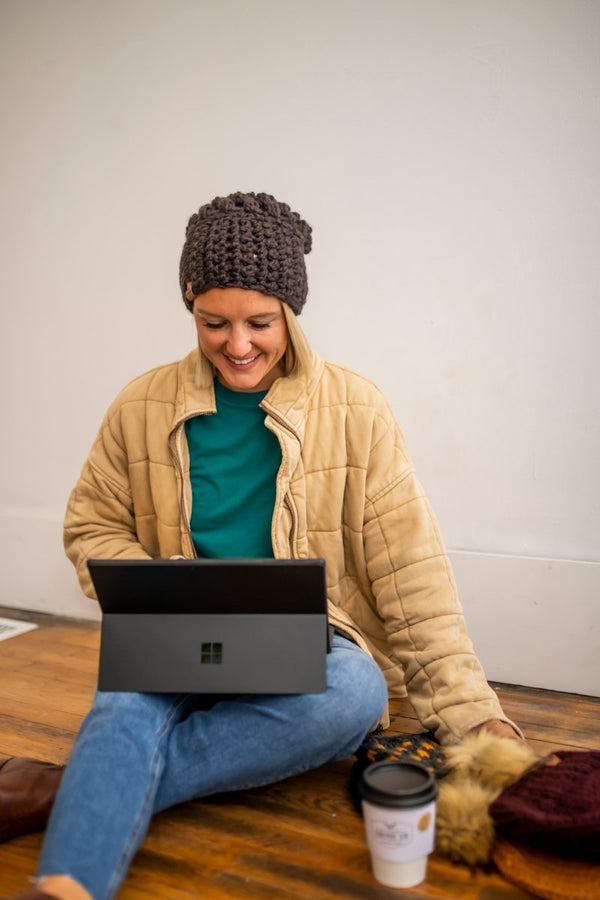 Women's Slouch Hat | Walnut Black Slouchy Beanie - b.e.happe