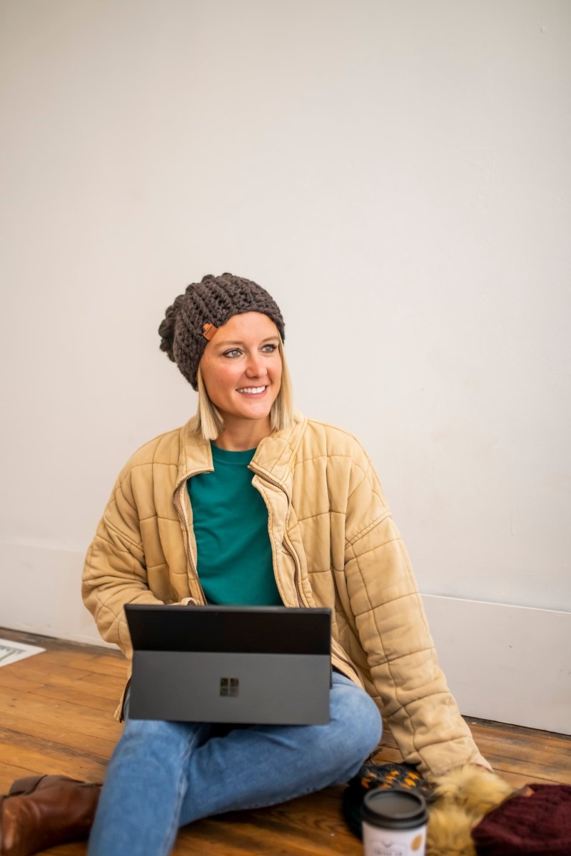 Women's Slouch Hat | Walnut Black Slouchy Beanie - b.e.happe