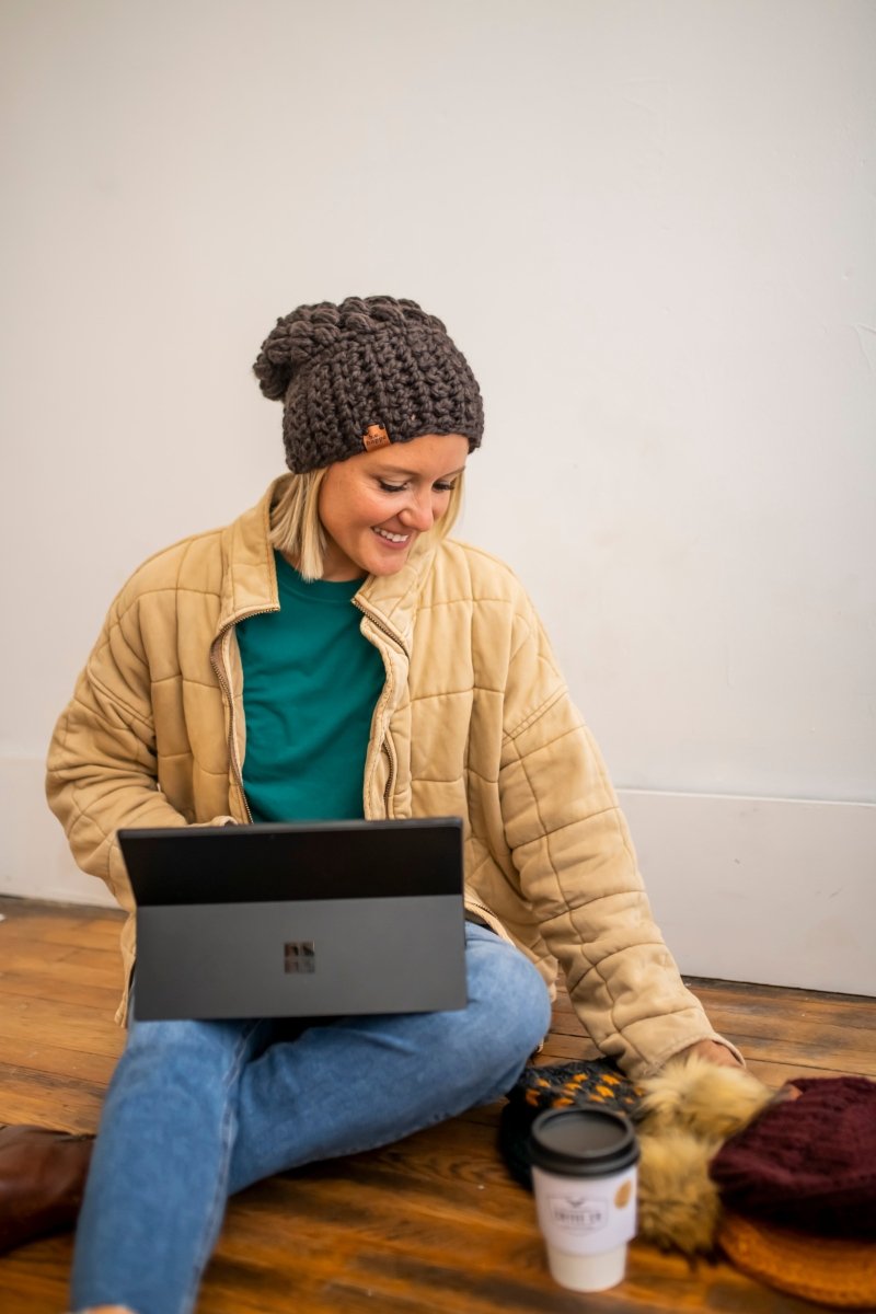 Women's Slouch Hat | Walnut Black Slouchy Beanie - b.e.happe