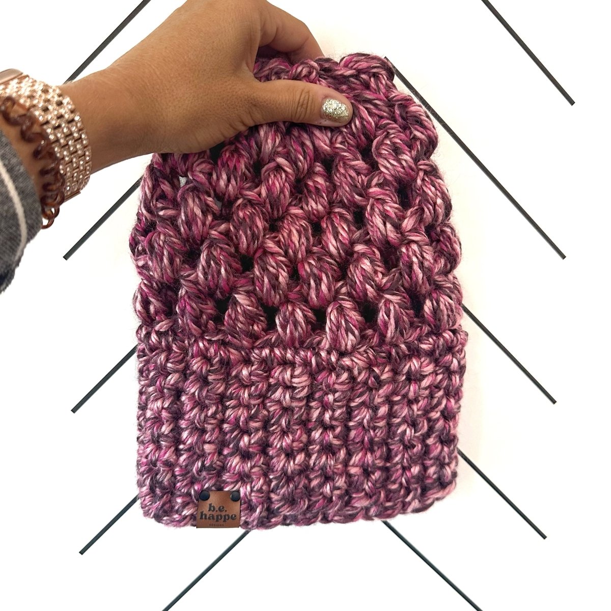 Women's Slouch Hat | Wool Free Pink Slouchy Beanie - b.e.happe