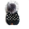 Youth Knit Hearts Pom Hat | Charcoal Gray + Off White - b.e.happe
