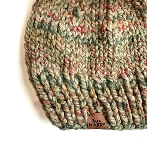 Youth Knit Pom Hat | Green Variegated Beanie - b.e.happe
