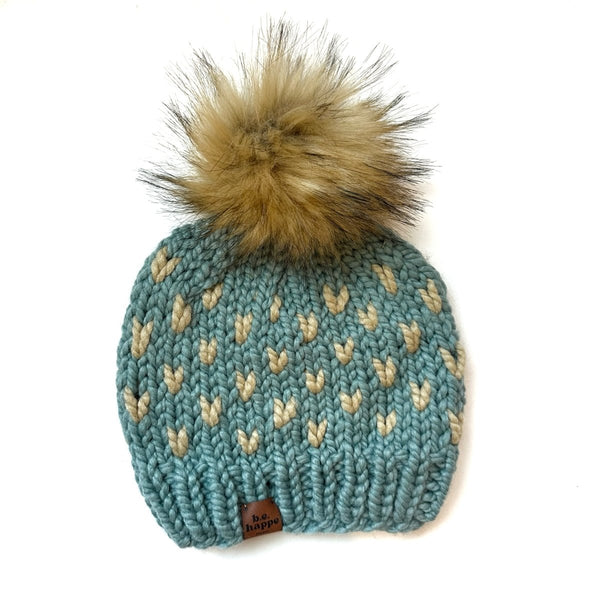 Youth Knit Pom Hat | Succulent Heart Beanie - b.e.happe