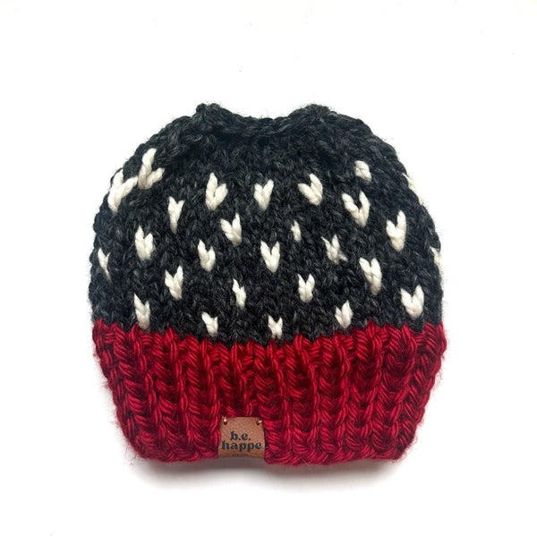 Youth Messy Bun Hat | Knit Ponytail Beanie - b.e.happe