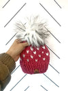 0 - 3 Month Baby Pom Hat | Pink Heart Beanie - b.e.happe