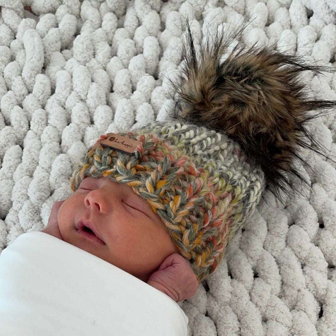 6 - 12 Month Baby Pom Hat | Coney Island Knit Beanie - b.e.happe
