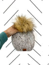 6 - 12 month Baby Pom Hat | Grey Knit Beanie - b.e.happe