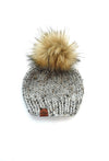 6 - 12 month Baby Pom Hat | Grey Knit Beanie - b.e.happe