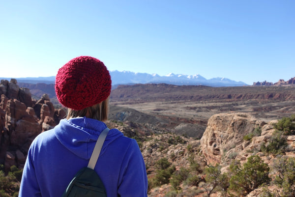 Crochet Simple Slouch Hat | Red Slouchy Beanie - Adult from b.e.happe 