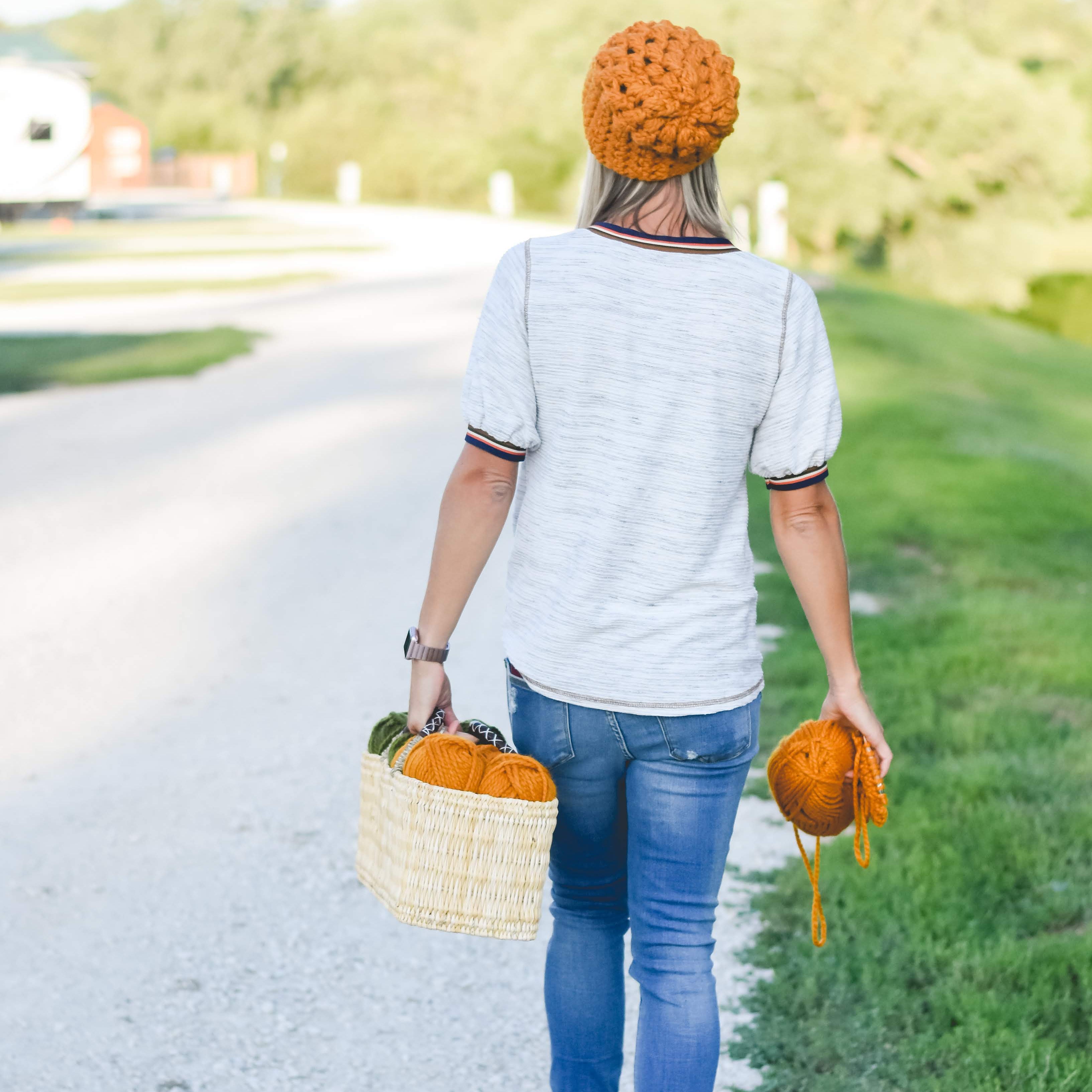 Crochet Puff Stitch Slouch Hat | Butterscotch Slouchy Beanie - Adult from b.e.happe 