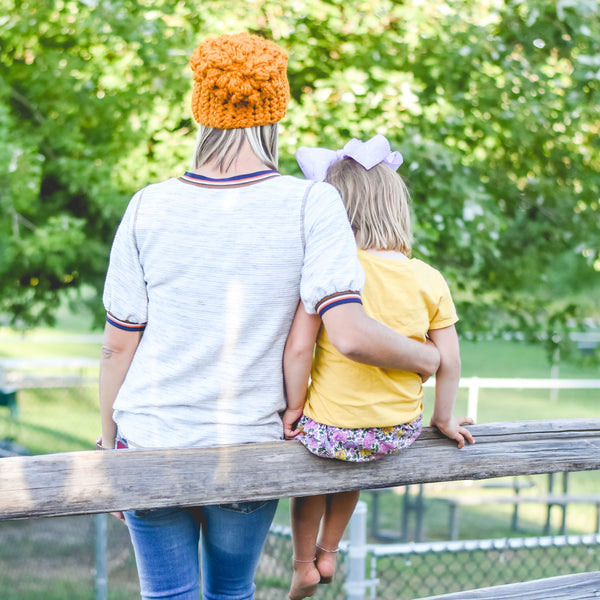 Crochet Puff Stitch Slouch Hat | Butterscotch Slouchy Beanie - Adult from b.e.happe 