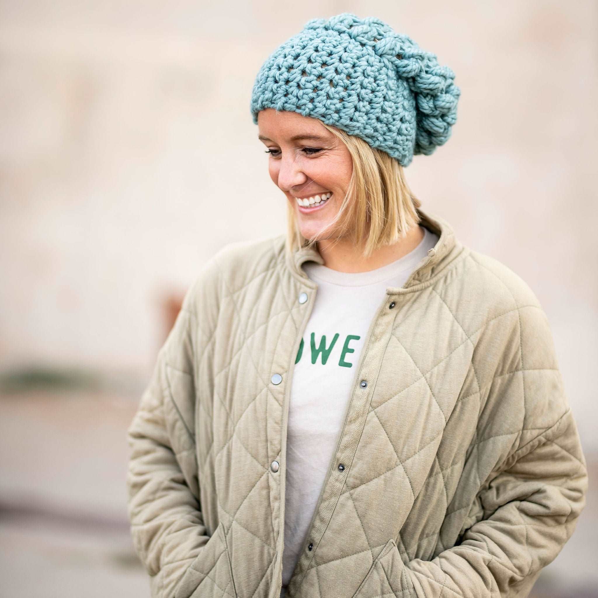 Crochet Slouch Hat | Succulent Blue Slouchy Beanie -  from b.e.happe 
