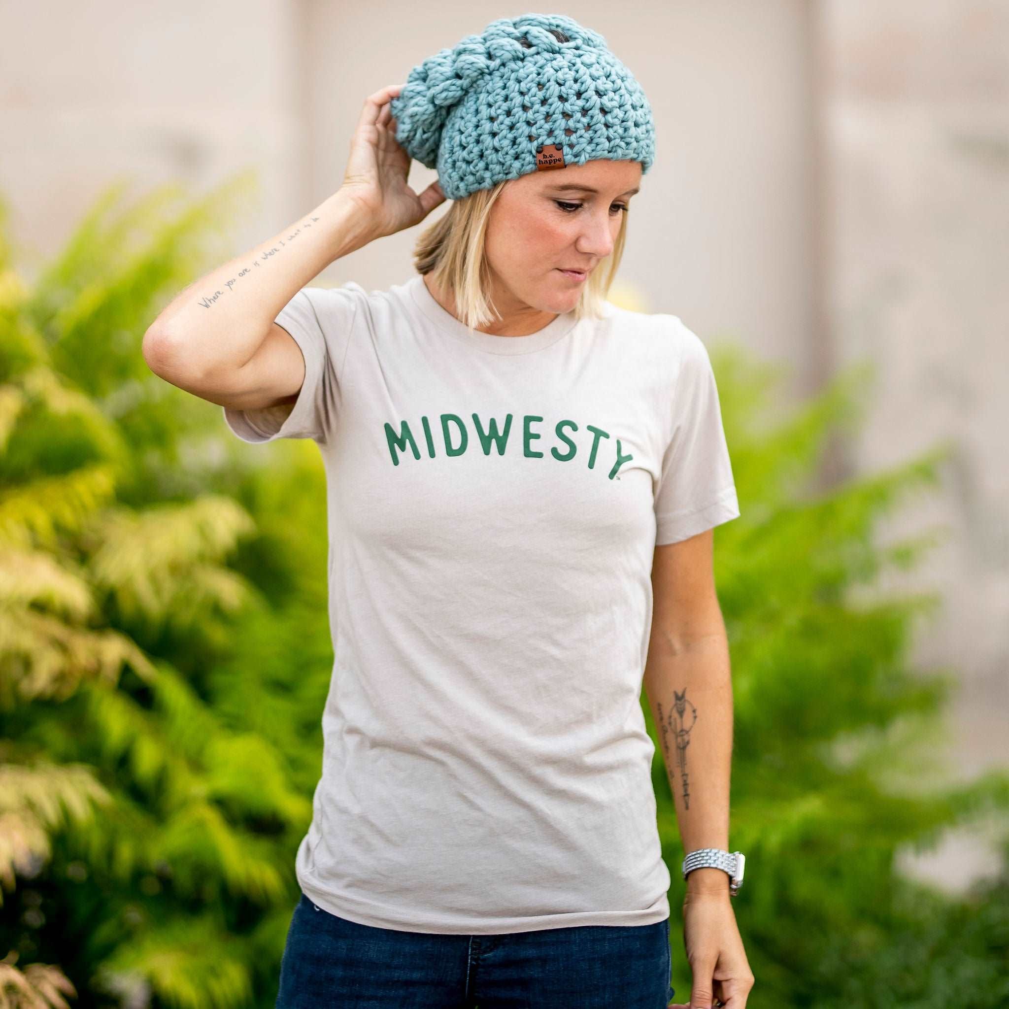 Crochet Slouch Hat | Succulent Blue Slouchy Beanie -  from b.e.happe 
