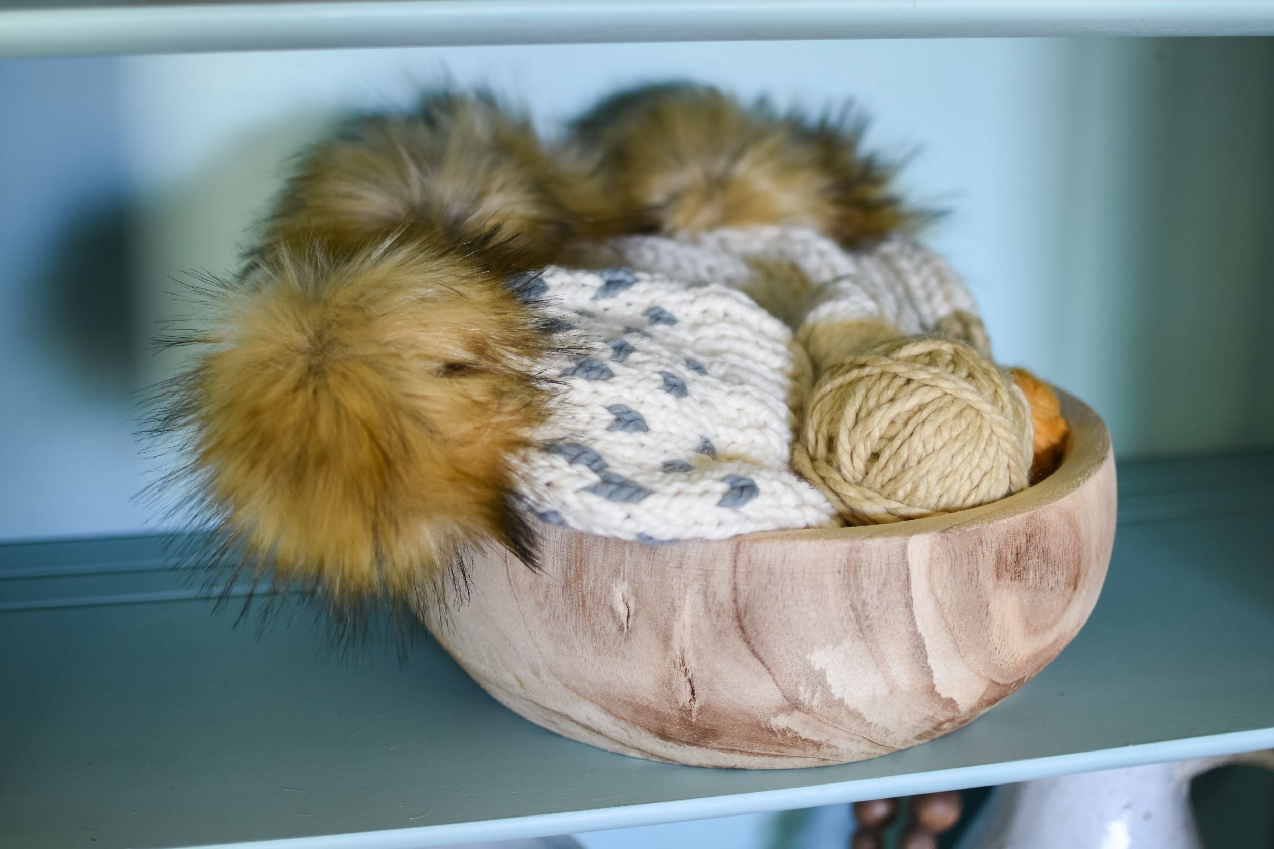 Adult Knit Pom Hat | Off White Heart Beanie -  from b.e.happe 
