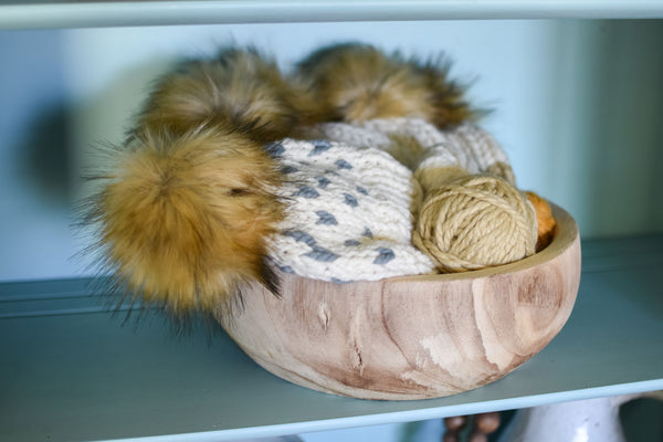 Adult Knit Pom Hat | Off White Heart Beanie -  from b.e.happe 