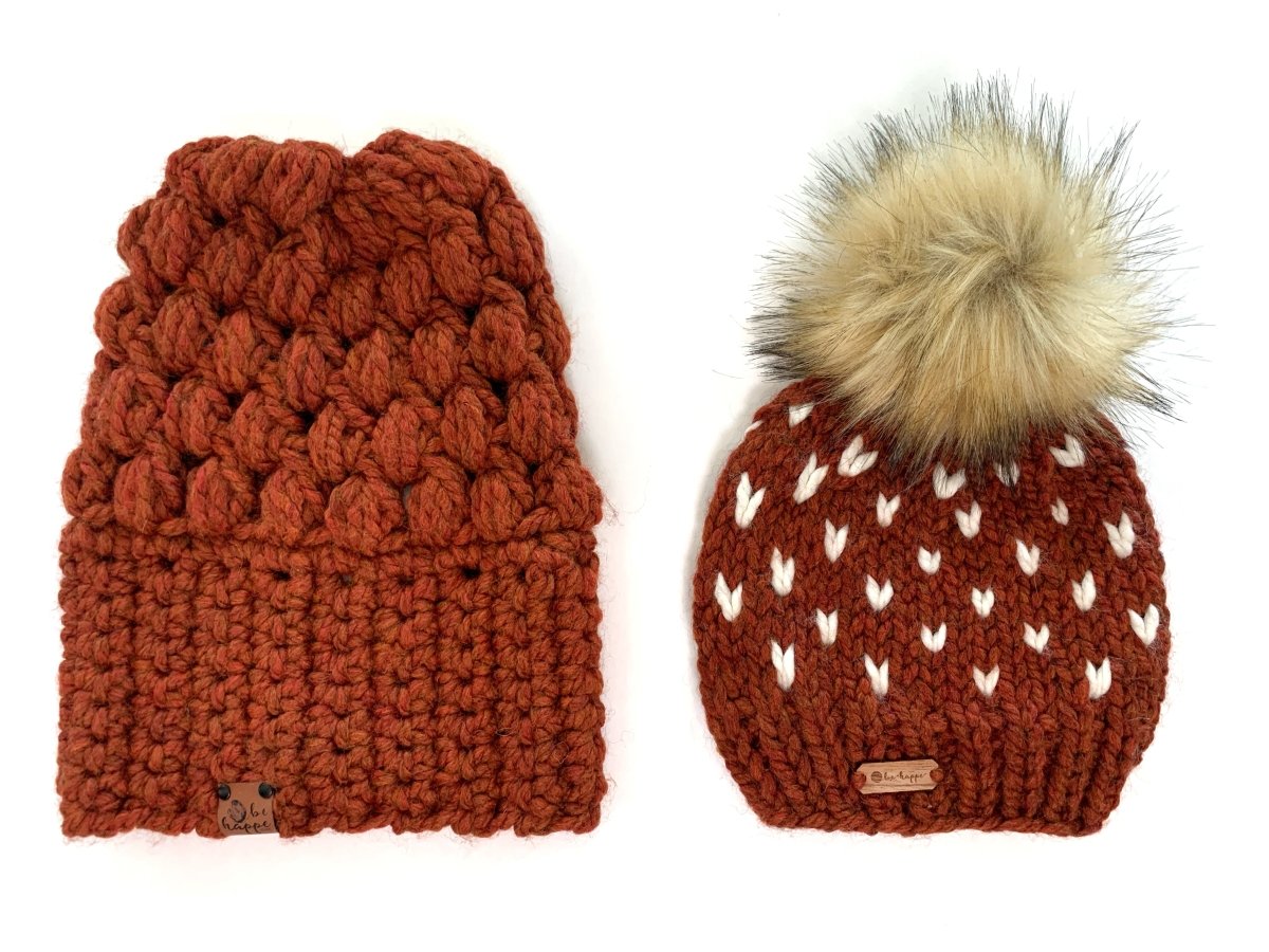 Adult Knit Pom Hat | Spice Heart Beanie - b.e.happe