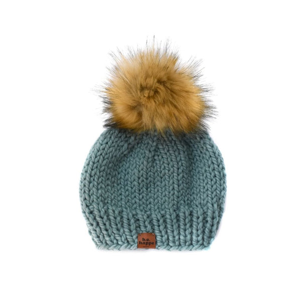 Adult Knit Pom Hat | Succulent Blue Beanie - b.e.happe