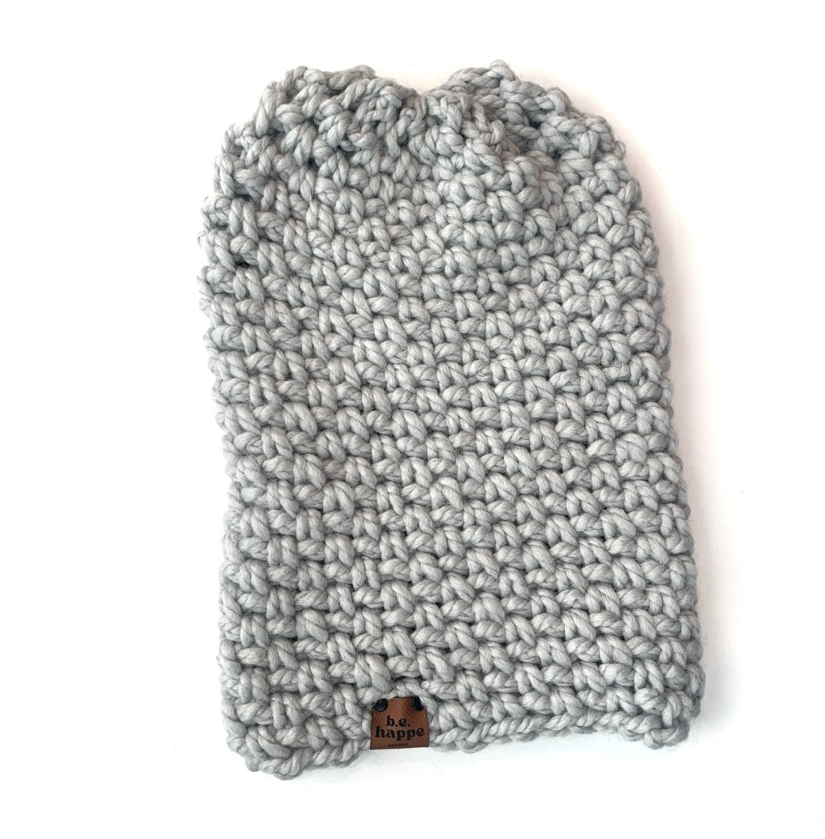 Crochet Simple Slouch Hat | Light Gray Slouchy Beaine - b.e.happe