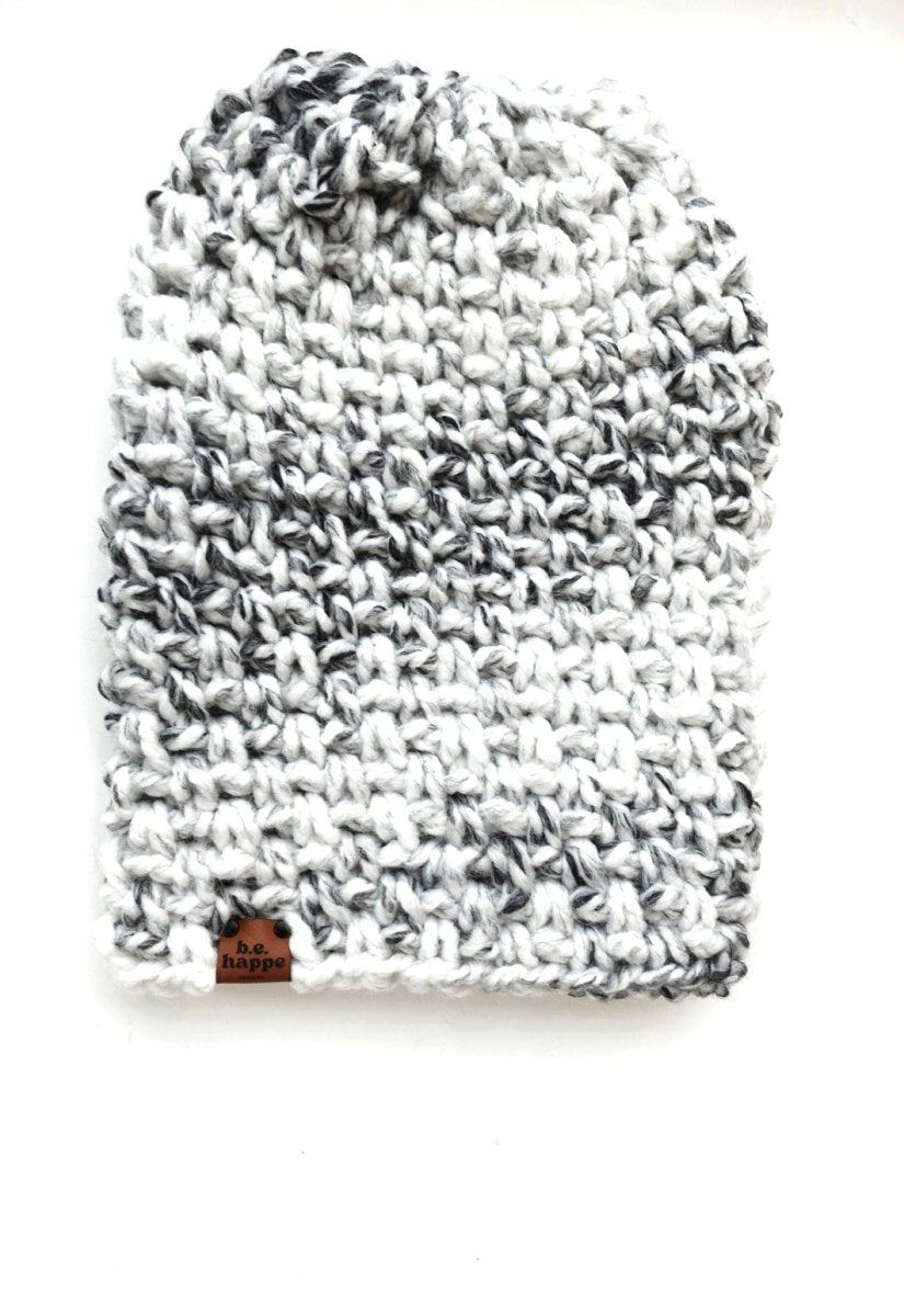Crochet Simple Slouch Hat | Marble Slouchy Beanie - b.e.happe