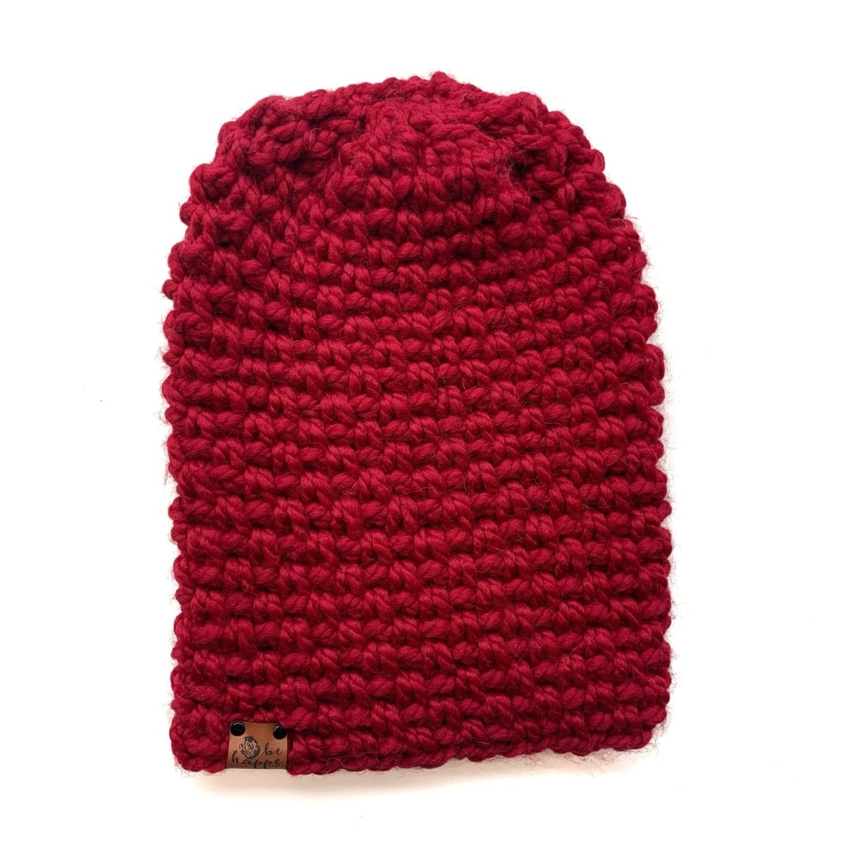 Crochet Simple Slouch Hat | Red Slouchy Beanie - b.e.happe