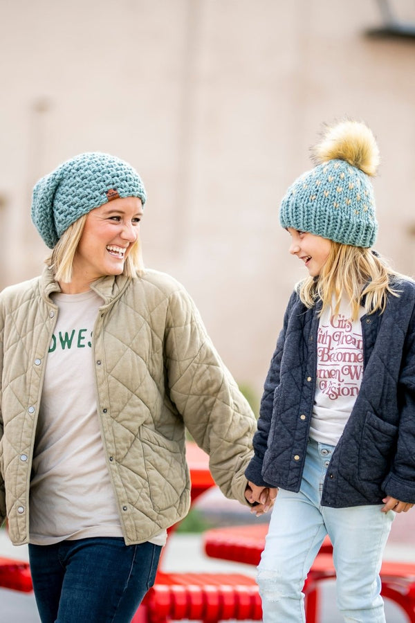 Crochet Simple Slouch Hat | Succulent Blue Beanie - b.e.happe