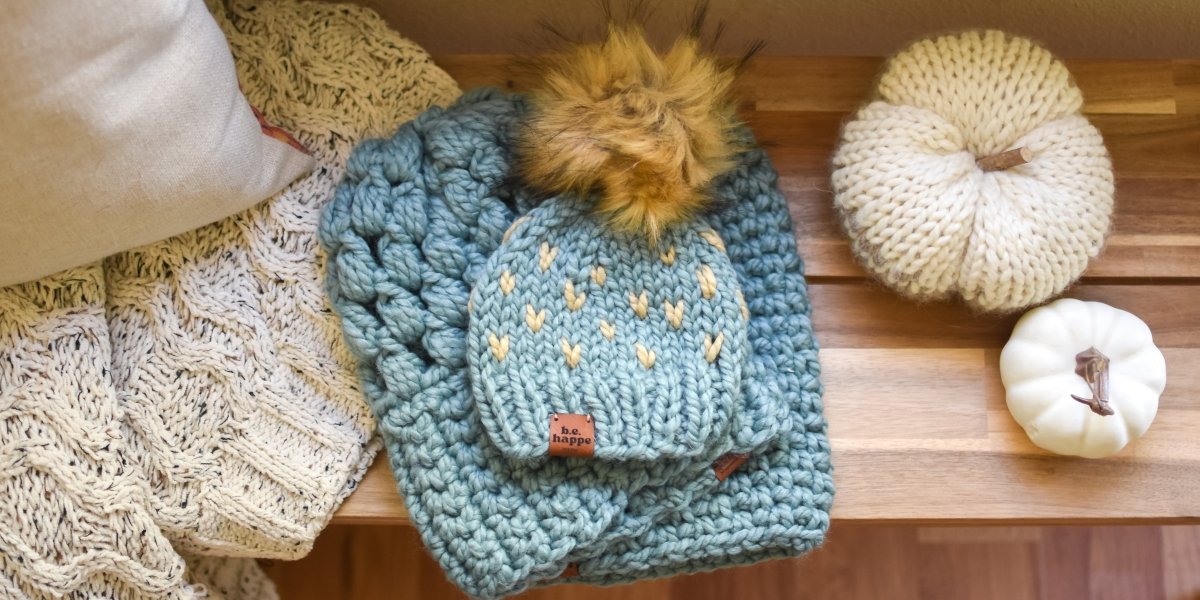 Crochet Simple Slouch Hat | Succulent Blue Beanie - b.e.happe